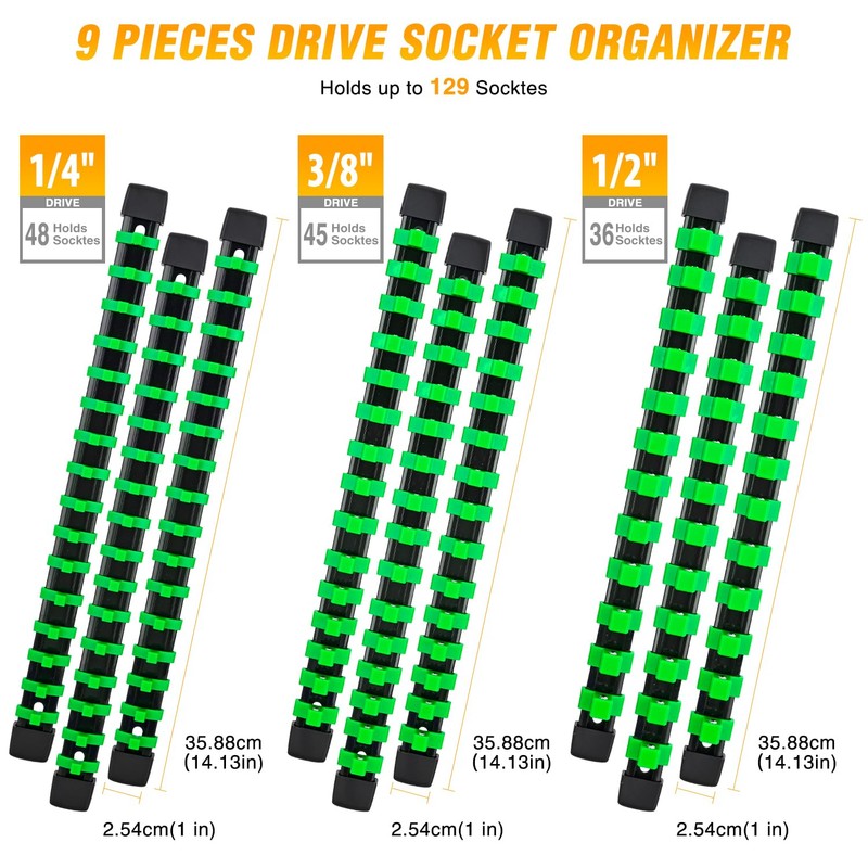 GOOACC Socket Organizer ABS Socket Holder Set 1/4" 3/8" 1/2"