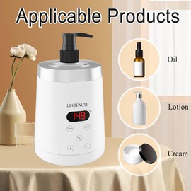 LINBEAUTI Massage Oil Warmer Bottle Professional Lotion Heater for SPA, Automatic Oil Warmer Heated Oil Lotion Cream for Salon, Barber Shops, Home, with Two Oil Bottle Dispensers