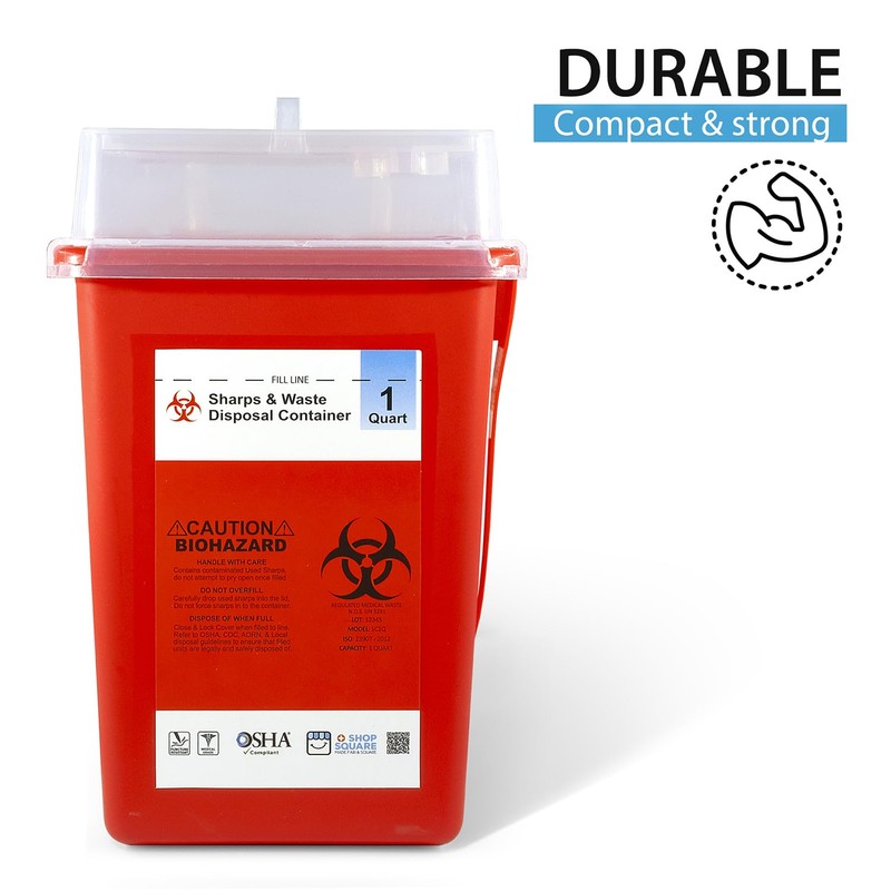 Shop Square Sharps Containers for Home Use, Sharps Disposal, Needle