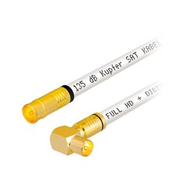 2m HB-DIGITAL HDTV Kupfer Antennenkabel für DVB-C Kabelreceiver IEC Antennenanschluss VERGOLDET 5X geschirmt 135dB Buchse, Stecker um 90° Grad gewinkelt Koaxial Kabel 1080p Full HD UHD Ultra weiß