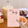 Jdgbo Pink And Rose Gold Glitter Party Birthday Invitations Girl,