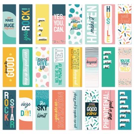Modern Appreciation Bookmarks / 24 Uplifting Motivational Quotemarks Bulk Set / 2" x 6" Paper Bright Inspirational Affirmation Teen Bookmark Pack/Made in The USA