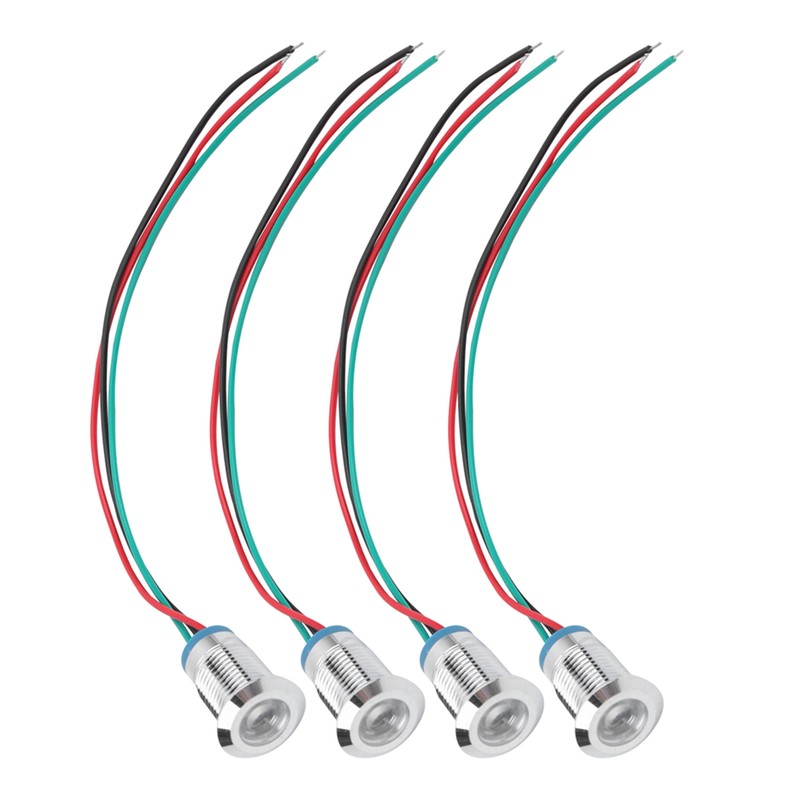 4 Sets PreWired Round LEDs Waterproof Metal 2Color Indicator Common