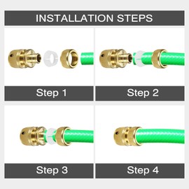 Uni-Fine 2 Pairs 1/2 Inch & 3/4 Inch 2-in-1 Garden Hose Quick Connector Brass Quick Hose End Connector Garden Hose Nozzle Connect Kit for Kitchen Garden Outdoor Hose Pipe Tool