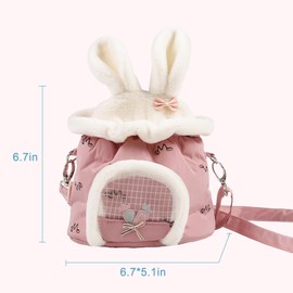ABLAZEZAI Portable Hedgehog Carrier Bag, Breathable Hamster Outdoor Travel Bag, Short Plush Warm Rat Travel Handbag Pouch for Sugar Glider Mice Bird Gerbil Baby Guinea Pig (Pink)