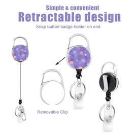 Yistoi ID Card Holder with Strap, Extendable Key Fob Badge Holder, Removable Lanyard with ID Card Holder Set for Teachers, Doctors and Students, Christmas (Jellyfish and Stars)