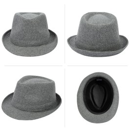 Fedora Hats for Women Men's Fedoras Classic Manhattan Structured Trilby Fedora Hat Cuban Hats for Men Daily Wear Costume Party, Grey, Large