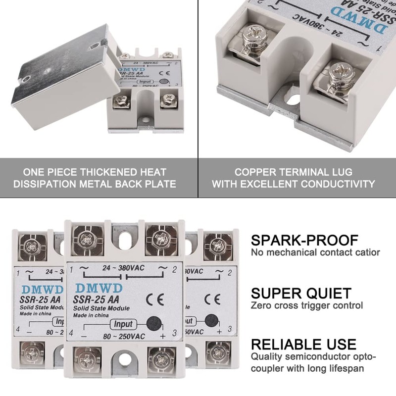 SSR-25AA Solid State Relay AC to AC (Input 80-250V AC