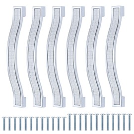 TsunNee Shiny Crystal Cabinet Handles Rhinestone Drawer Handles Modern Cabinet Bows, Furniture Door Handles, 128mm Hole Spacing, 6 Pieces