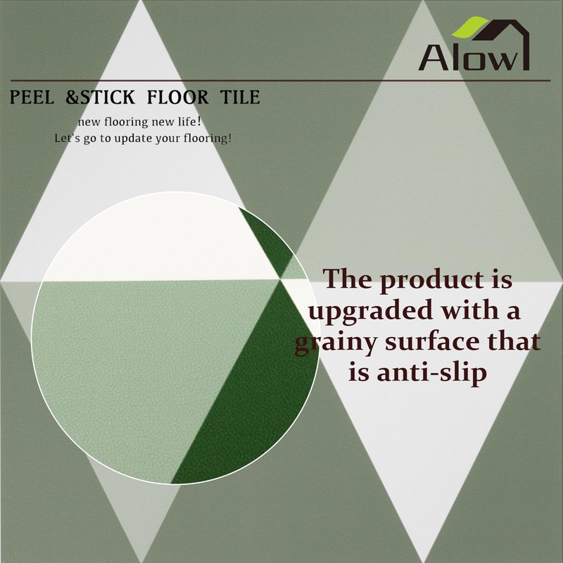 Alow Peel and Stick Floor Tile,Green Self-Adhsive Peel and Stick
