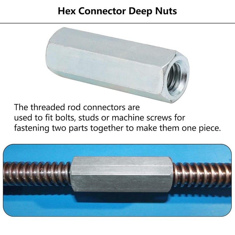 Long Nuts 2 Pcs Zinc Plated Steel M10 x 60mm