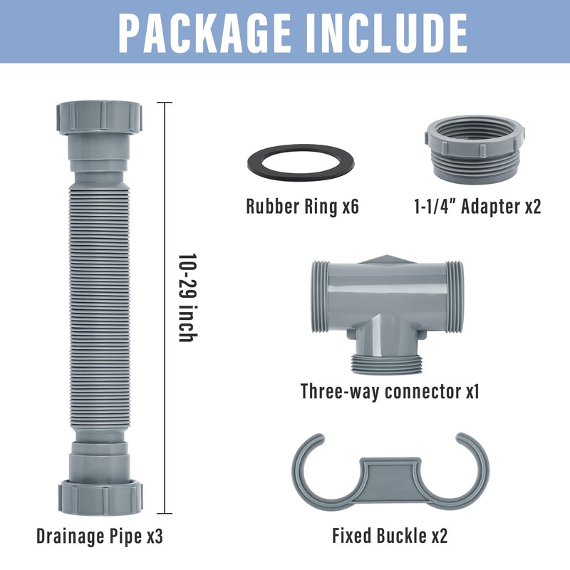 Cunsen Flexible Double sink drain kit for kitchen and Bathroom,
