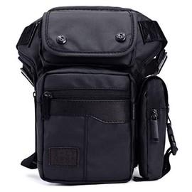 Oxford Motorcycle Drop Leg Bag for Men Women Travel Outdoor Tactical Hiking Climbing Cycling Thigh Waist Pack Fanny Pouch Daypack Black