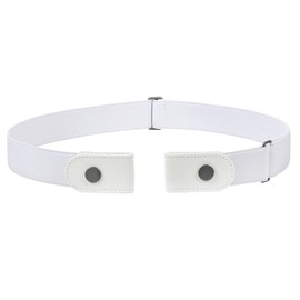 JASGOOD Men No Buckle Belt Buckle Free No Show Elastic Belts Women Unisex Invisible Adjustable Waist Belt for Jeans Pants,White