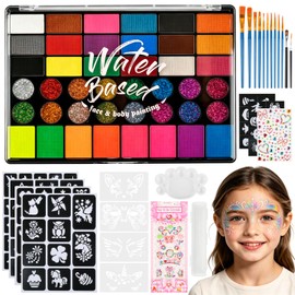 Children's Make-Up Set 42 Colours - Face Paint, Body Paint, Stencils