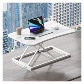 Standing Desk Converter, Pneumatic Height Adjustable Sit Stand Up Desk Riser, Desktop Workstation Riser for Home Office Computer Laptop, 73cm Wide (White)