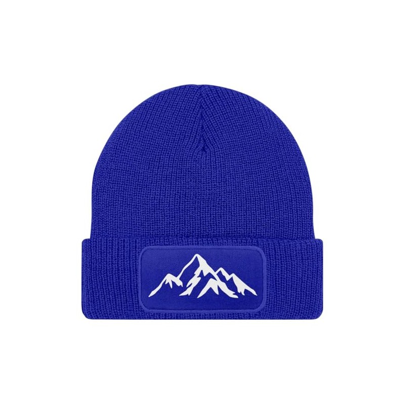 Neverless® Men's Beanie Winter Hat with Patch Mountains Nature Outdoor