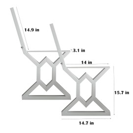 BOTAOYIYI White Bench Legs 16 Inch, Triangle Metal Chair Base Legs with Backrest Bracket Set of 2 DIY Project Suit for Butcher Block countertop, Wood Slab Bench Outdoor, Indoor(BASE01)