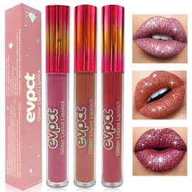 Likesing 3 Stück Glitzer Lippenstift Set Lipgloss 24 Stunden Halt Matte Lipstick Lip Gloss Long Lasting Lippenstift Pink Roter Lip Balm Make up Damen Lipgloss Geburtstage Geschenk (3 Stück (1, 5, 6))