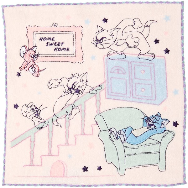 Marushin 4105021800 Mini Towel, Tom and Jerry, Sweet Home Pink