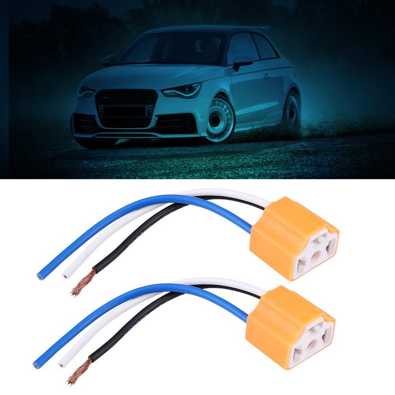 H4 Socket, H4 Lamp Socket, Akozon 2 Pieces Headlight Plug,