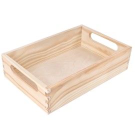 Creative Deco Large Wooden Crate Fruit Box Basket | 29.5 x 19.5 x 6.5 cm (+/-1 cm) | with Handles | Without Lid | Wooden Box Unpainted Wooden Box | For Documents Valuables Toys Christmas