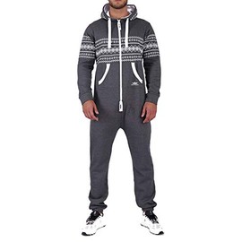 Finchman Aztec Pattern Men's Jumpsuit Overall FM117 Jogging Training Suit, Dark Grey 02