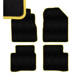 Yellow Edge Custom Fit Front & Rear Carpet Floor Mats, Black, Compatible with Nissan Maxima 2008 2007 2006 2005 2004