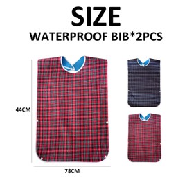 MEMOFYND 2 Adult Waterproof Bibs, Three-Dimensional Waterproof Mouth Bibs, Washed Food Bibs and Anti-Dirt Protective Covers for Older and Medium Age Clothing, Red and Blue