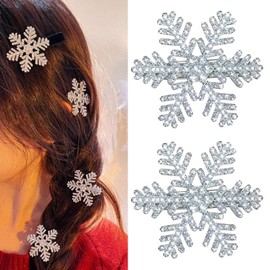 Snowflake Hair Clip Snowflake Bows for Girls Sparkle Sliver Snowflake Bow Clips Holiday Hair Accessories Alligator Clips for Girls Babies Toddlers Teens Women 2pcs