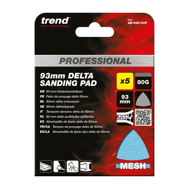 Trend Professional 93 mm Delta Sanding Pads for Multi-Tools, 80