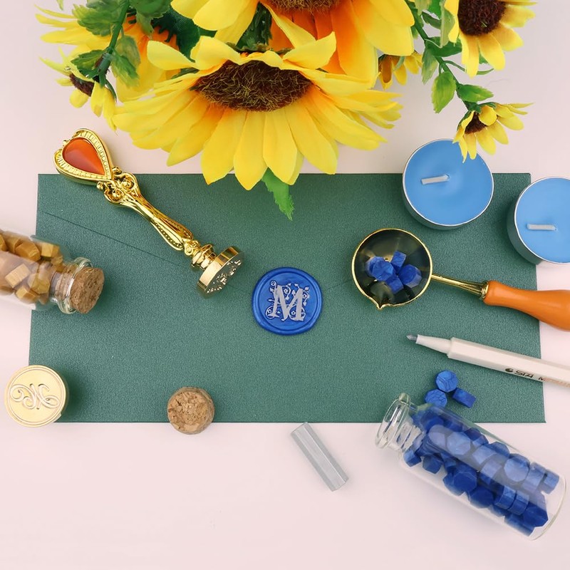 PORXFLY 2 Pieces Letter H Wax Seal Stamp Set,Initial Alphabet