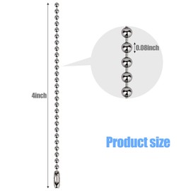 20 Pcs Bead Ball Chains 3.9 Inch Long Stainless Steel Keychain Extension Chain for Keychain Tag Chain Jewelry Making