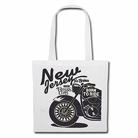 Reifen-Markt Bag Shoulder Bag You Jersey No Brakes Born to Ride Biker Shirt Motorcycle Chopper Gothic Motorcycle Skull Motorcycle Club Bike Route 66 Shopping Bag School Bag Gym Bag in White, White