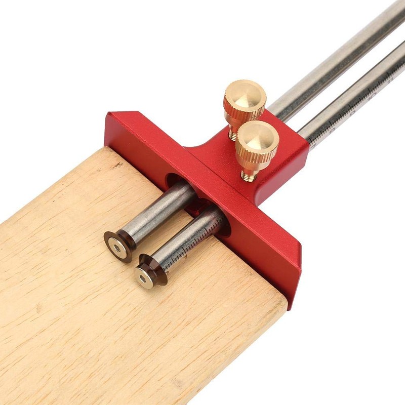 YWBL-WH Double Head Scriber, Stainless Steel Woodworking Marking Tool, Red,