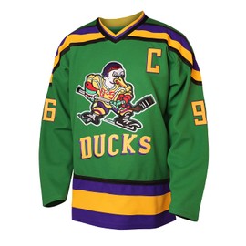 Men's Mighty Ducks Jerseys 96 Charlie Conway Adam Banks Greg Goldberg Movie Hockey Jersey (#96 Green, X-Large)
