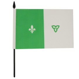 Franco-Ontarian Table Flag 5'' x 8'' - Franco-Ontariens Desk Flag 21 x 14 cm - Black plastic stick and base - Drapeau Franco-Ontariens AZ FLAG