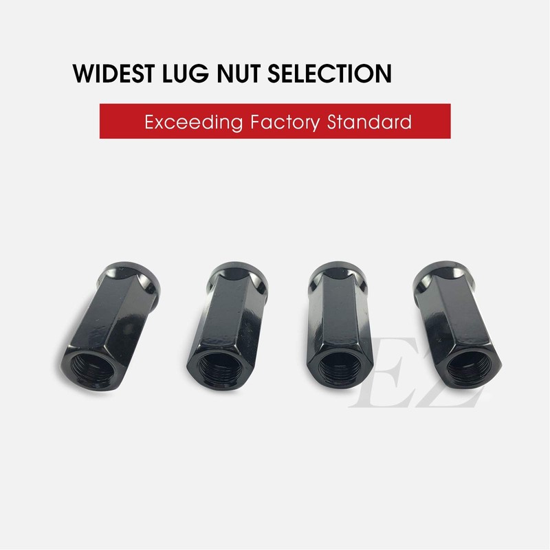 EZAccessory 20 Black Long Open End Bulge Acorn Lug Nuts