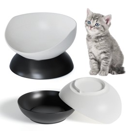 Raised Cat Bowls Whisker Friendly Melamine Elevated Cat Food Bowl for Indoor Kitten Feeding Wet & Dry Food Dish