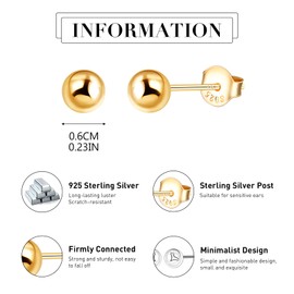 MICYUMI Women's and Men's S925 Sterling Silver Round Ball Earrings, Silver