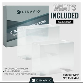 Dinavio Crafthouse Premium 0.7mm Heavy Duty Plastic 2 Pack Pop Protectors Compatible with Funko POP! 2 Pack Vinyl Figures - Ultra Thick 0.7mm, Crystal Clear, UV Protection, Scratch Resistant (5 Pack)