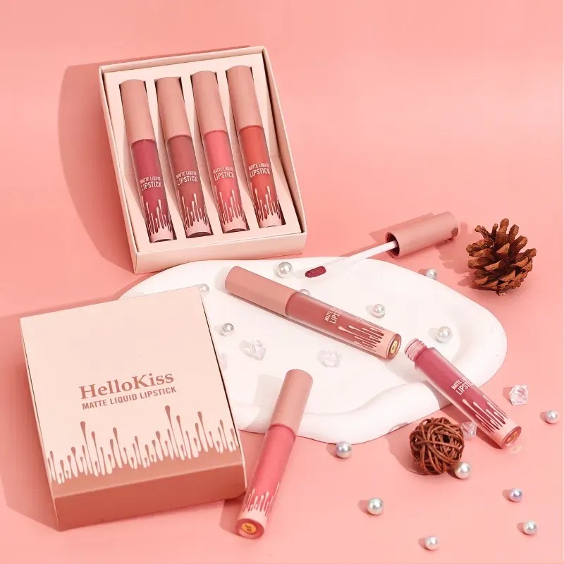 Set 4 Labiales Mate Terciopelo Impermeable No Transfiere