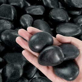VINICS 2-3 Inch Black Pebbles for Plants, 10 lbs River Rocks Decorative Black Stones, Ideal for Fish Tank, Vases, Crafting, Home Decor and Garden Landscaping