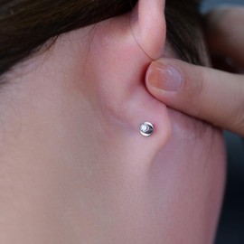 Limerencia Hypoallergenic G23 Implant Grade Titanium Screw Back Earrings Tragus 20G Helix F136 Piercing Post for Sensitive Ears Cartilage(Rectangular Zirconia)