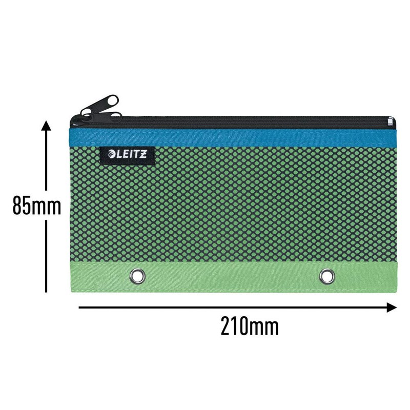 Leitz 2 Pocket Pencil Case Wallet with Eyelets, Green, Urban