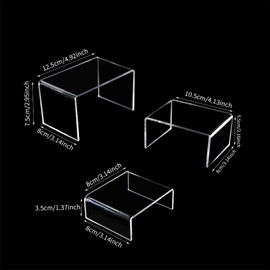 9 Pieces Transparent Acrylic Riser Display Stand, Acrylic Display Stand Shelf for Collectibles, Pops Figures, Jewellery, Cupcake, Dessert, Display Risers for Decorating (Three Sizes)
