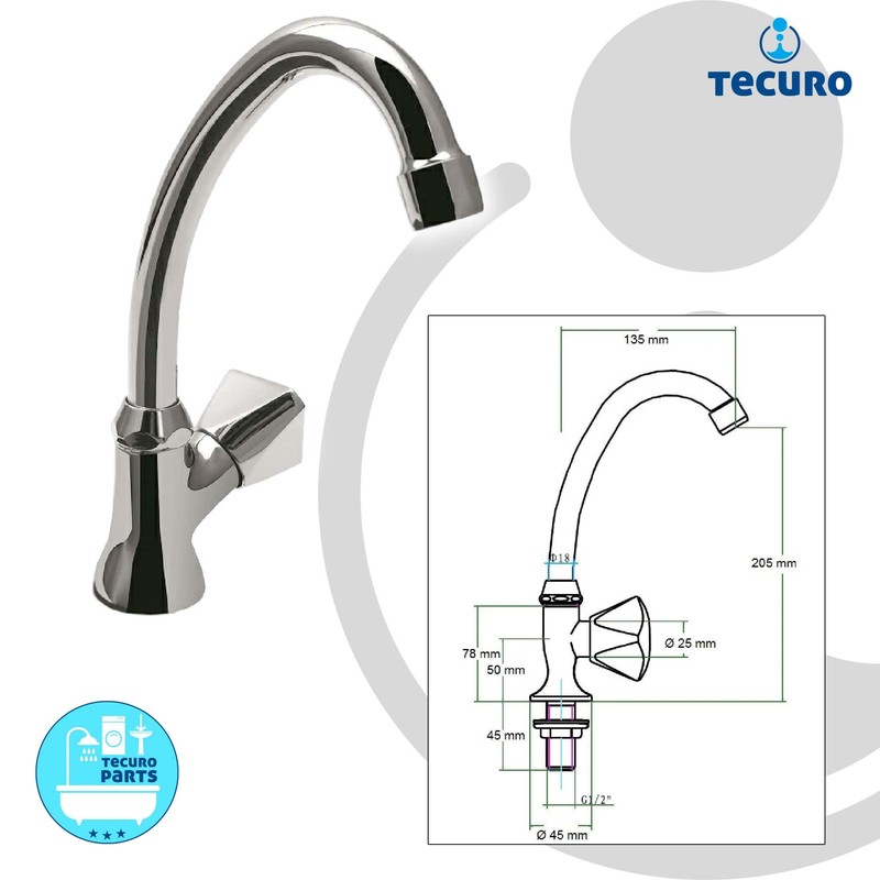 tecuro Stand Swivel Valve - Outlet Valve with HU Pipe