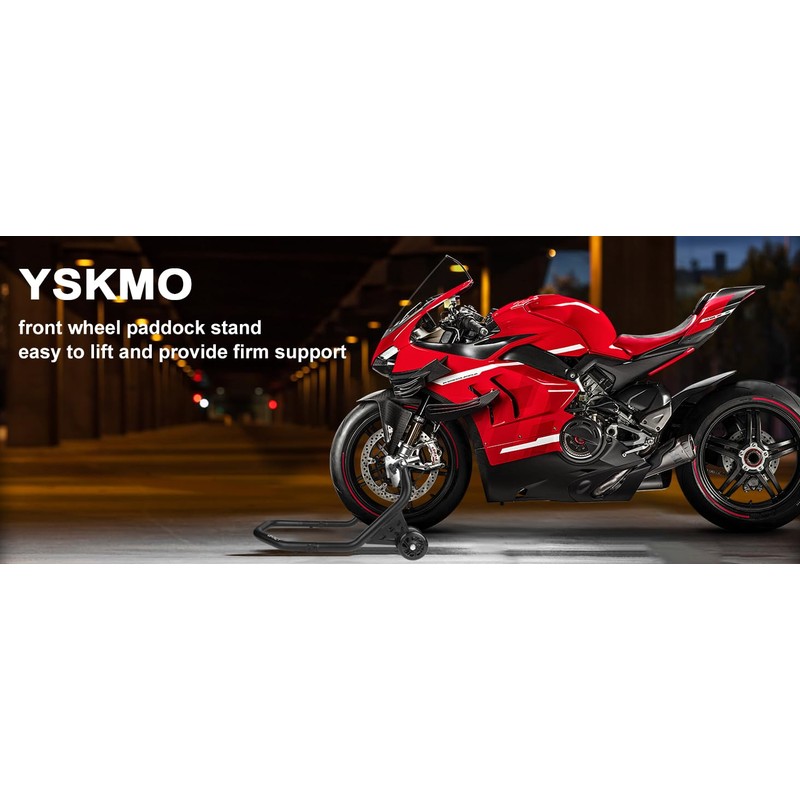 YSKMO Motorcycle Front Wheel Lift Stand, Black,500lbs Capacity,1.5“ Tube