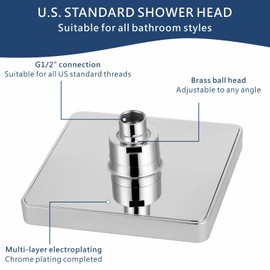 Eolax High Pressure Rain Shower Head, High Flow Pressure Boosting Adjustable Rainfall Showerhead, Awesome Shower Experience Even At Low Water Flow, Chrome