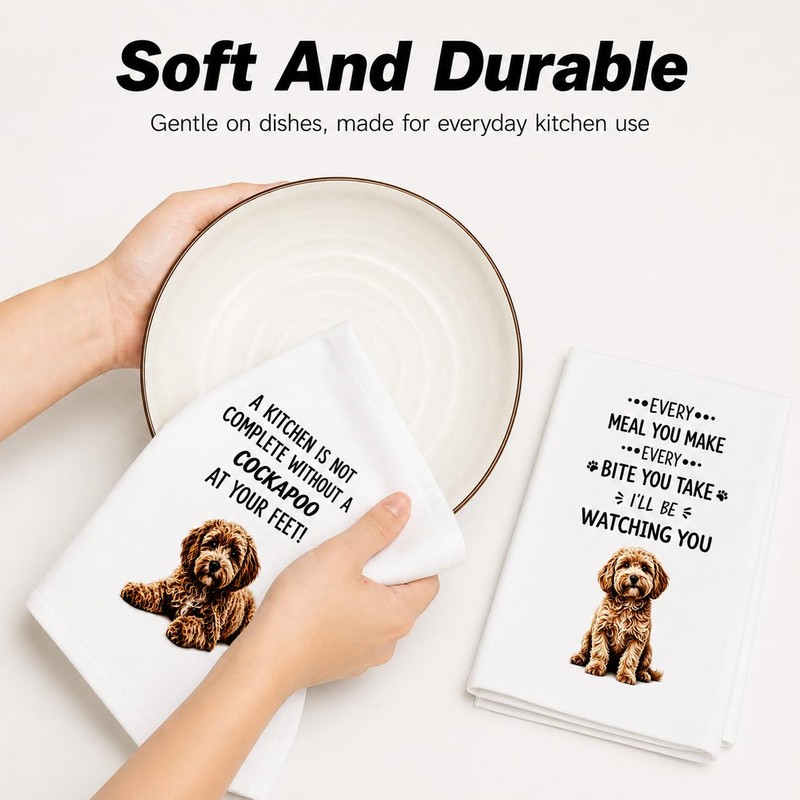 YANFALE Cockapoo Gifts Kitchen Towel 2 Pack Funny Dog Gifts